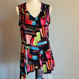 Colorful Abstract Sleeveless Women's Tunic